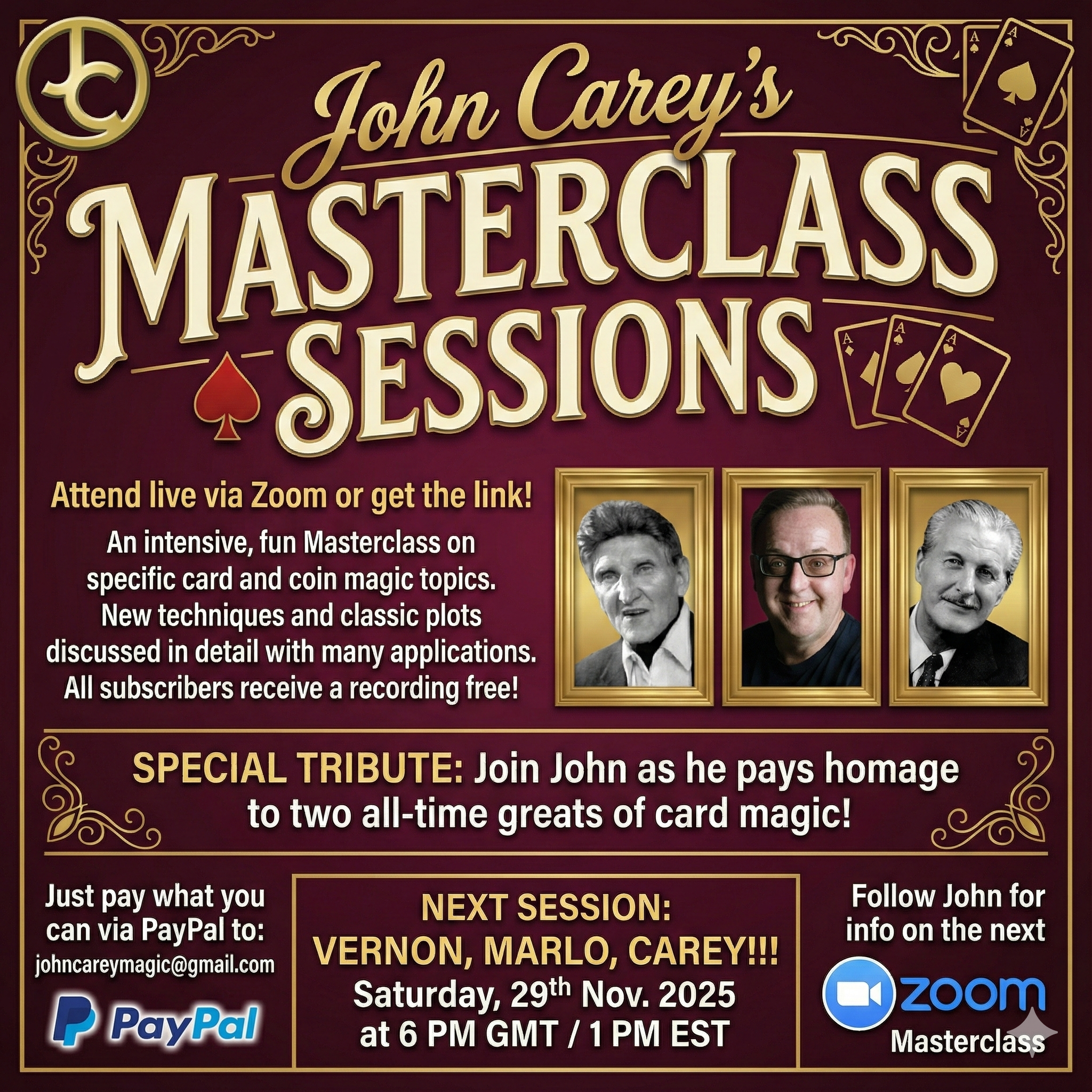 Nov 29 Vernon Marlo LIVE Zoom Masterclass